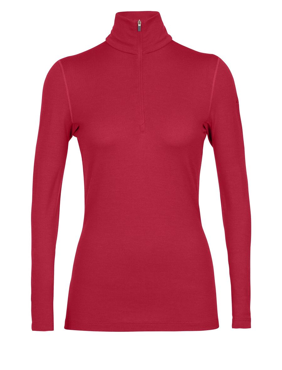 Cherry Women's Icebreaker Merino 260 Tech Long Sleeve Half Zip Thermal Top Base Layers | USA 1913SGLO